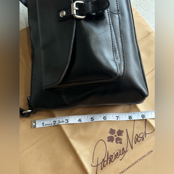 Patricia Nash Kirby Black Leather Crossbody Bag Buckle Flap - Picture 16 of 16